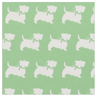 Scottish Terrier Scottie Dog Scotty Sage Green Fabric