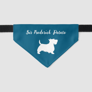 Scottish Terrier Scottie Dog Silhouette with Name Pet Bandana Collar
