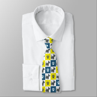 Scottish Terrier Scottie Dog Silhouette YlnBlu Paw Neck Tie