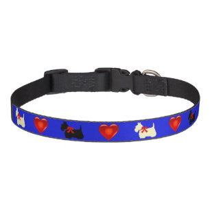 Scottish Terrier, Scottie, pink, red heart Pet Collar