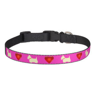 Scottish Terrier, Scottie, pink, red heart Pet Collar