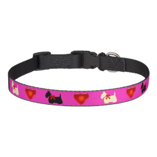 Scottish Terrier, Scottie, pink, red heart Pet Collar