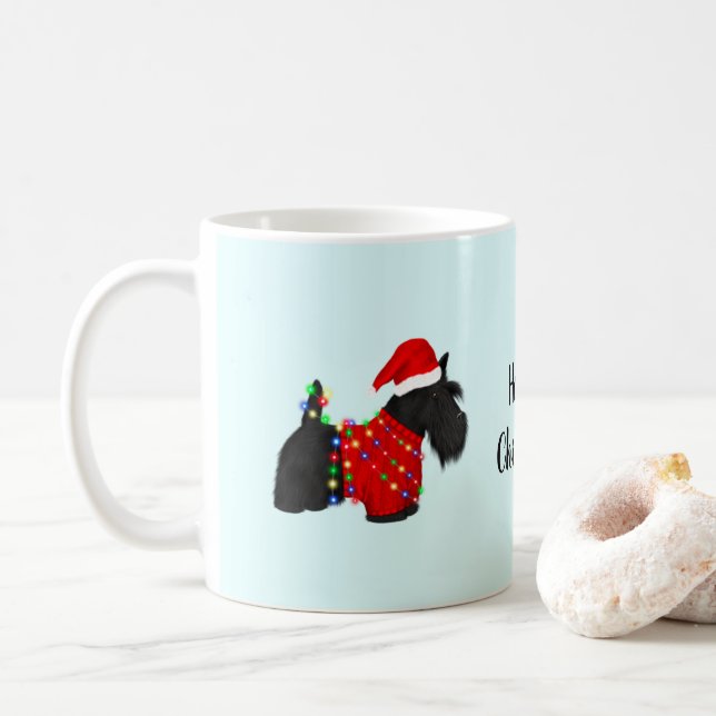 Scottish Terrier (Scotty Dog) Christmas Coffee Mug (With Donut)