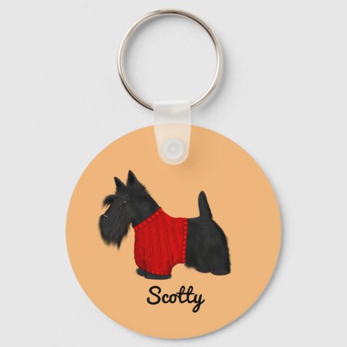 Scottish Terrier Scotty Dog in Sweater  Keychain