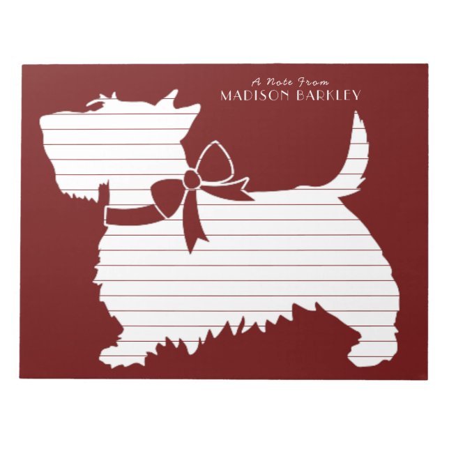 Scottish Terrier Scotty Dog Puppy Scottie Notepad (Front)