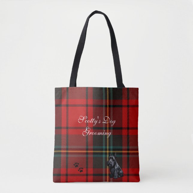 Scottish Terrier (Scotty) Tartan. Editable Tote Bag (Front)