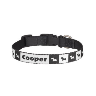 Scottish Terrier Silhouette Black And White Square Pet Collar