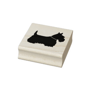 Scottish Terrier, silhouette/collar, terrier dog Rubber Stamp