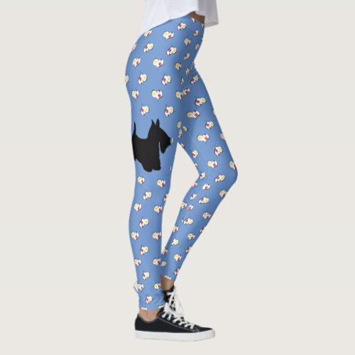 Scottish Terrier Silhouette Hearts Leggings