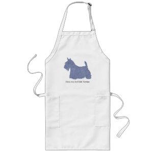 Scottish Terrier Silhouette in Denim Long Apron