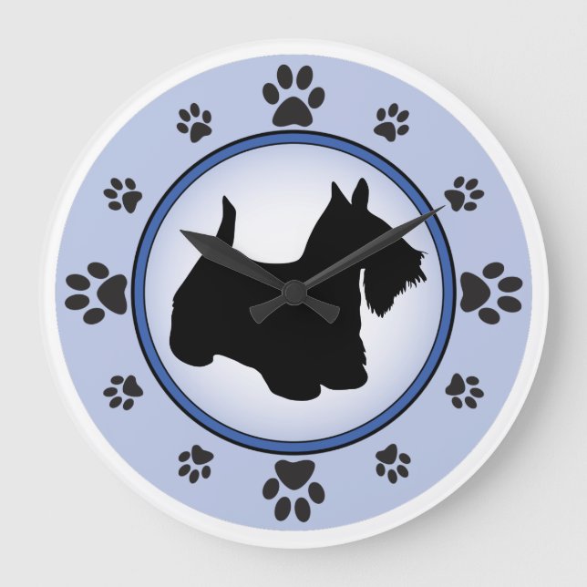 Scottish Terrier Silhouette Large Clock (Front)