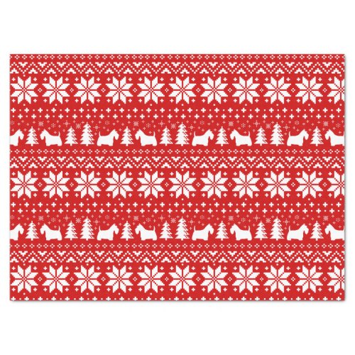 Scottish Terrier Silhouettes Christmas Pattern Tissue Paper