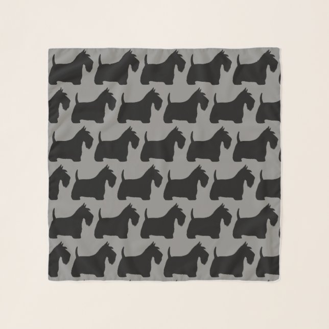 Scottish Terrier Silhouettes Pattern Scarf (Front)