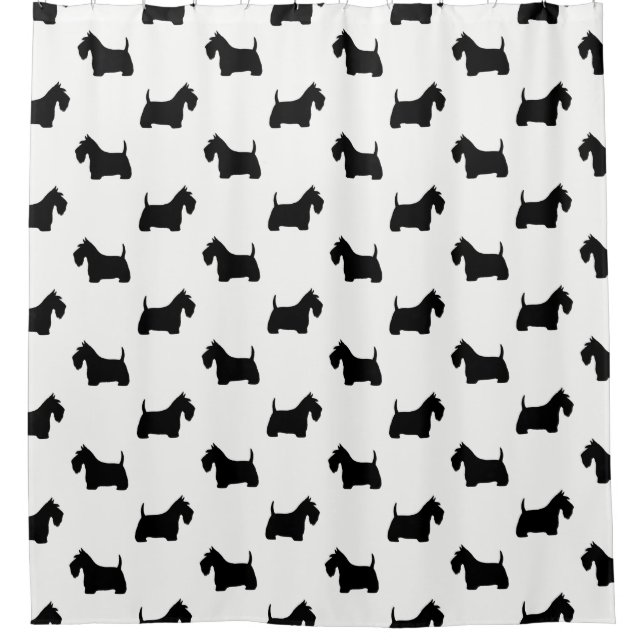 Scottish Terrier Silhouettes Pattern Shower Curtain (Front)