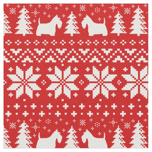 Scottish Terrier Silhouettes Scottie Dog Christmas Fabric