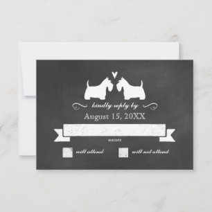Scottish Terrier Silhouettes Wedding RSVP Reply Card