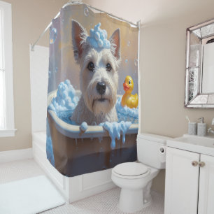 Scottish Terrier Sloppy Sleepy Cute Funny Shower Curtain