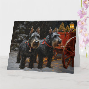 Scottish Terrier Snowy Sleigh Christmas Decor Card