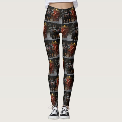 Scottish Terrier Snowy Sleigh Christmas Decor  Leggings