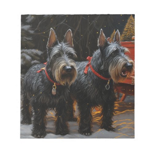 Scottish Terrier Snowy Sleigh Christmas Decor  Notepad