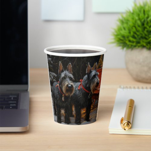 Scottish Terrier Snowy Sleigh Christmas Decor  Paper Cups