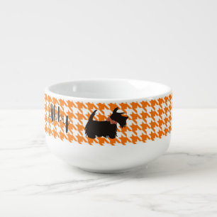 Scottish terrier soup bowl Orange houndstooth Bowl