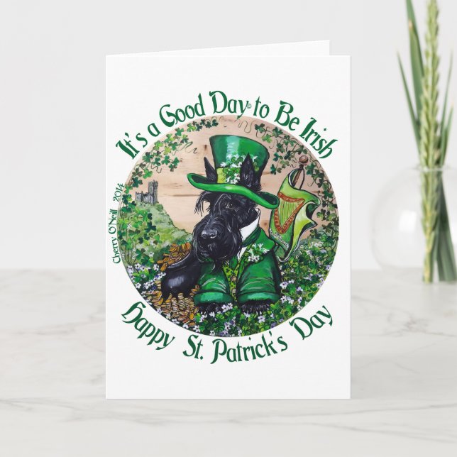 Scottish Terrier St. Patrick's Day Card (Front)