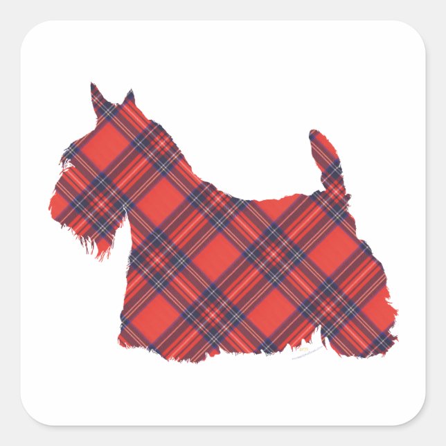 Scottish Terrier Stewart Tartan Square Sticker (Front)