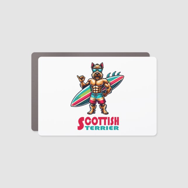 Scottish Terrier Surfer Car Magnet (Front)