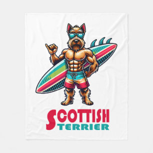 Scottish Terrier Surfer Fleece Blanket