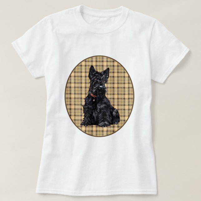 Scottish Terrier Tartan Design T-Shirt (Design Front)