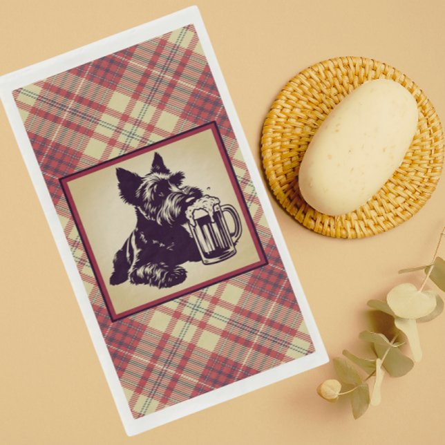 Scottish Terrier Tartan Plaid Earthtones Paper Guest Towels (Guest towels for the powder room!)
