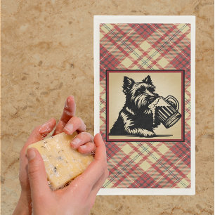 Scottish Terrier Tartan Plaid Earthtones Paper Guest Towels