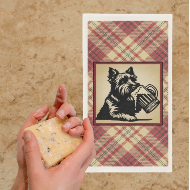Scottish Terrier Tartan Plaid Earthtones Paper Guest Towels (Guests towels for the powder room)