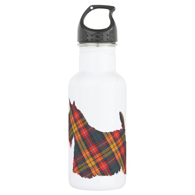 Scottish Terrier Tartan Silhouette Water Bottle (Front)