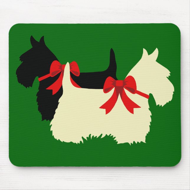 Scottish Terrier/terriers silhouette, Island green Mouse Pad (Front)