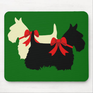 Scottish Terrier/terriers silhouette, Island green Mouse Pad