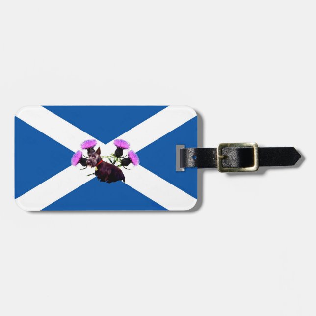 Scottish Terrier thistle /Saint Andrew's flag Luggage Tag (Front Horizontal)