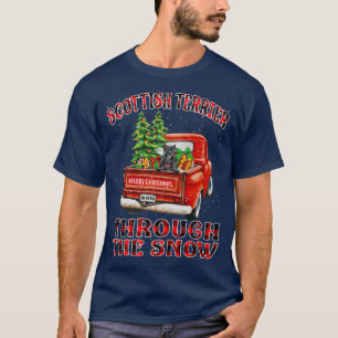 Scottish Terrier Through The Snow Christmas Truck T-Shirt