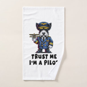Scottish Terrier Trust Me I Am A Pilot Hand Towel
