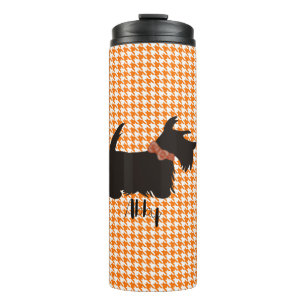 Scottish terrier tumbler, Orange houndstooth Thermal Tumbler