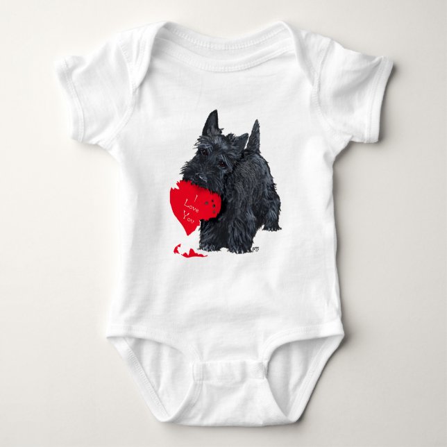 Scottish Terrier Valentine Baby Bodysuit (Front)