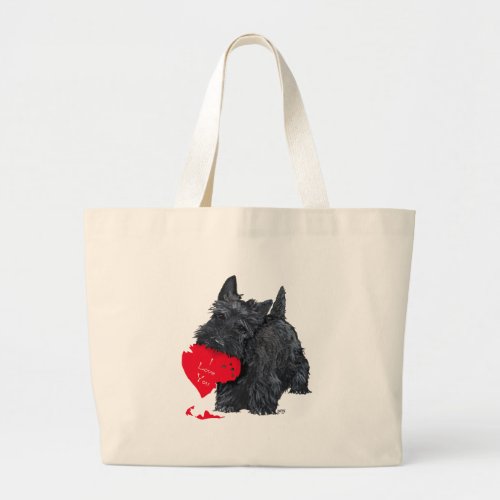 Scottish Terrier Valentine Large Tote Bag