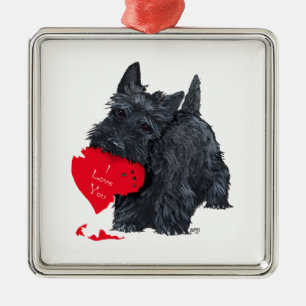 Scottish Terrier Valentine Metal Ornament