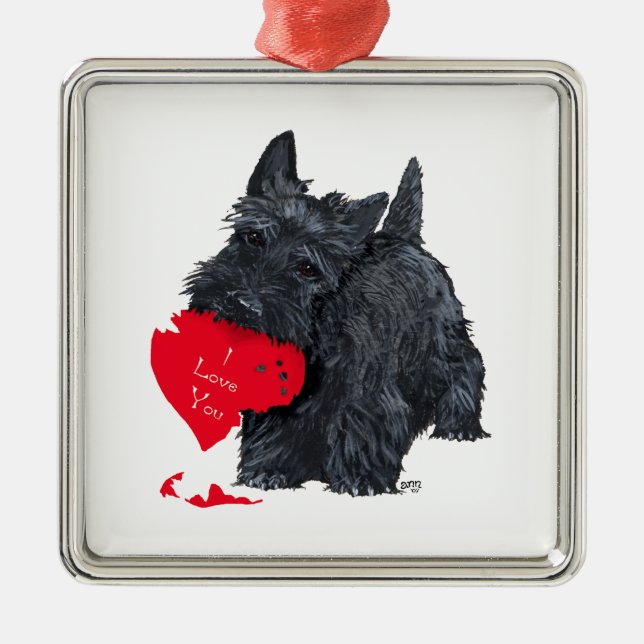 Scottish Terrier Valentine Metal Ornament (Front)
