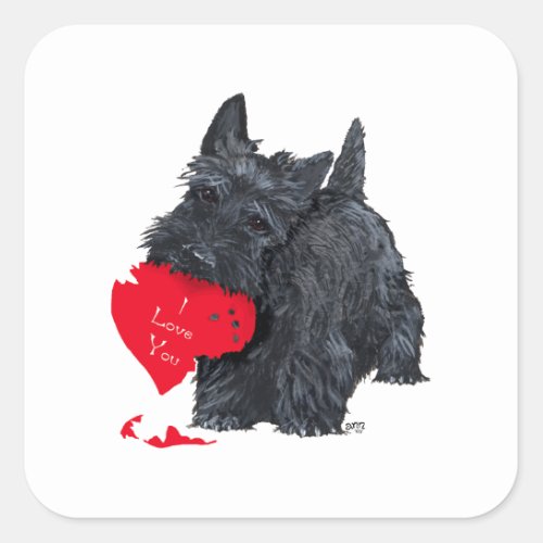 Scottish Terrier Valentine Square Sticker