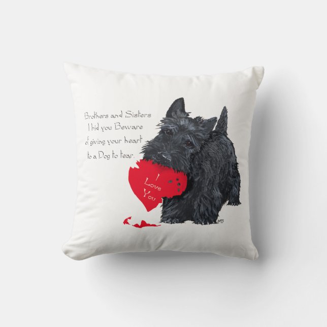Scottish Terrier Valentine Throw Pillow (Front)