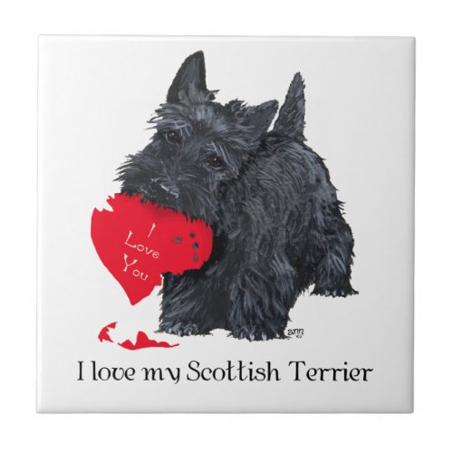 Scottish Terrier Valentine Tile