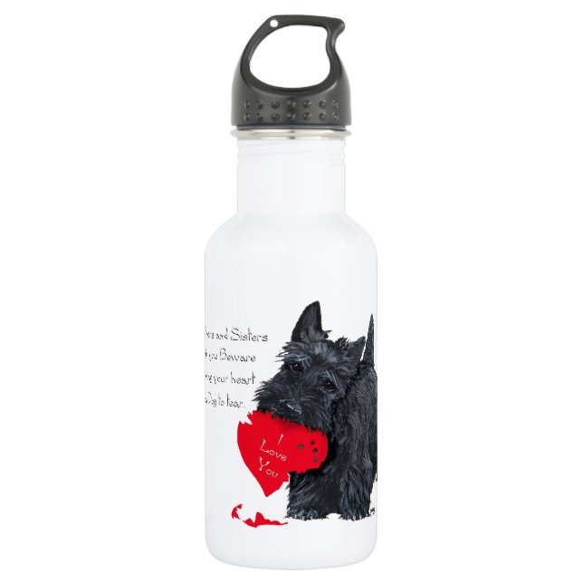 Scottish Terrier Valentine Water Bottle (Front)