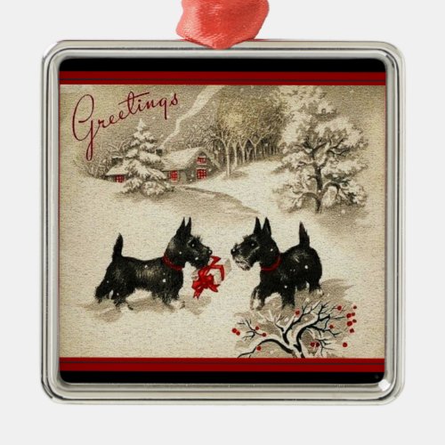 Scottish Terrier Vintage Print Christmas Ornament